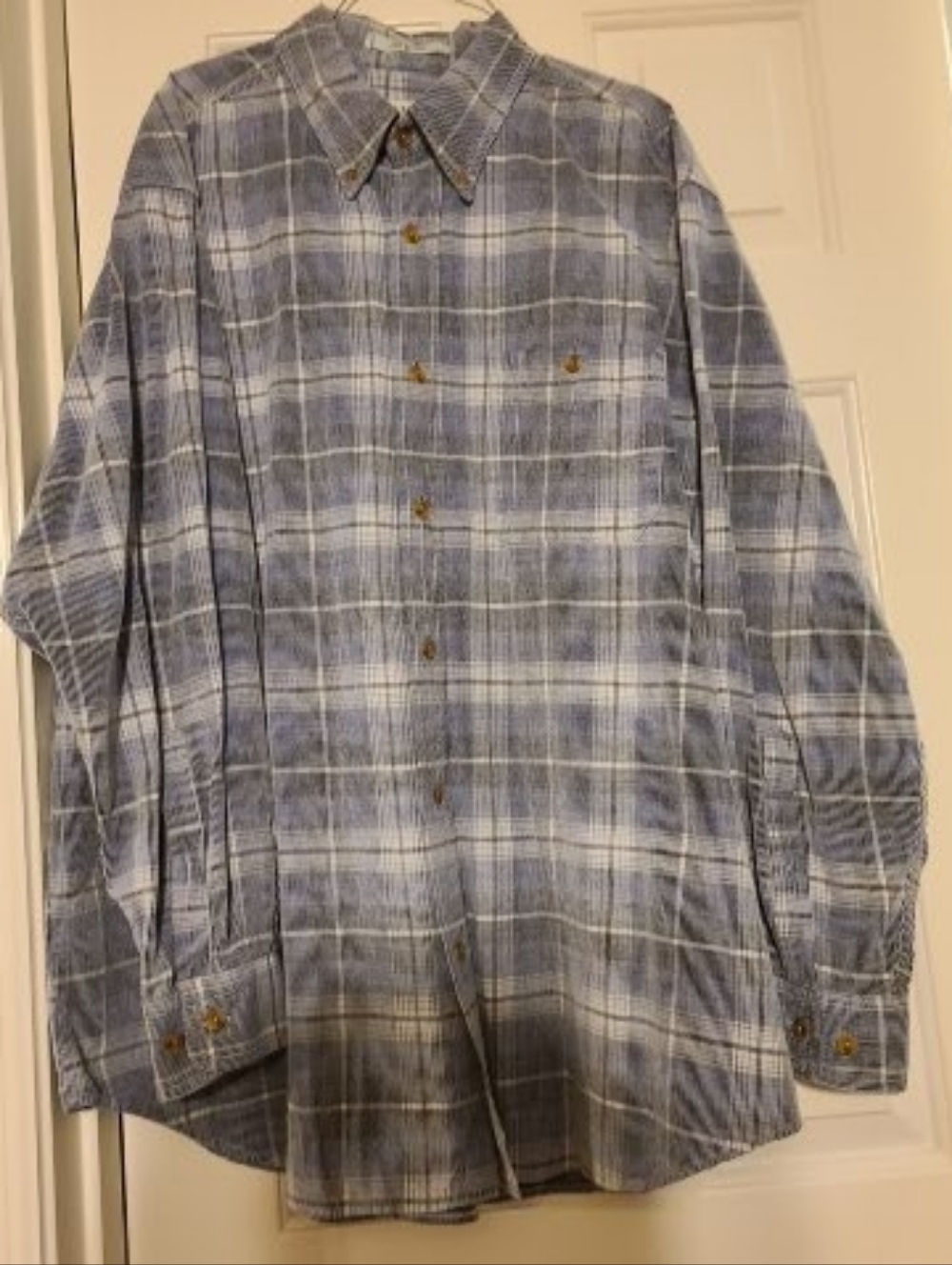 Orvis XL  Blue and White Striped Plaid Cotton Shirt. Retirement Sale!!!